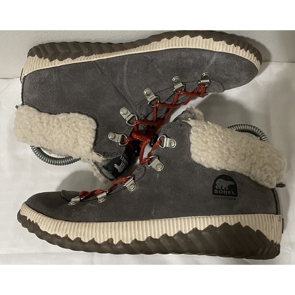 Sorel Out N About Plus Conquest Womens 6 Quarry Grey Waterproof Suede Boots Cozy
